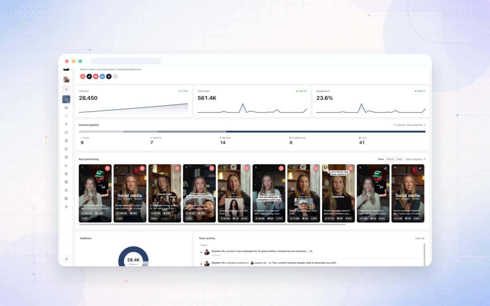 Sequence social media client onboarding workspace