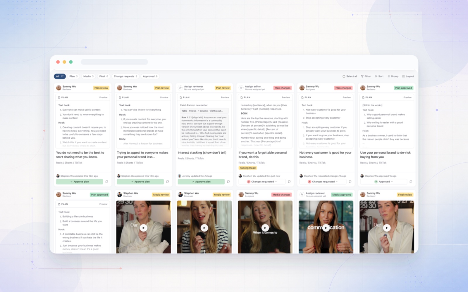 Sequence social media approval workflow