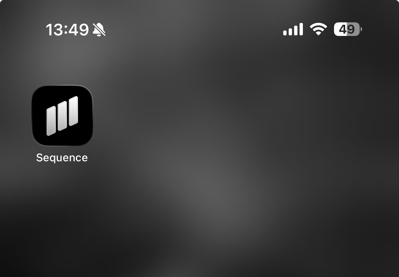 Sequence saved to the iPhone Home Screen, showing its black icon with three white bars
