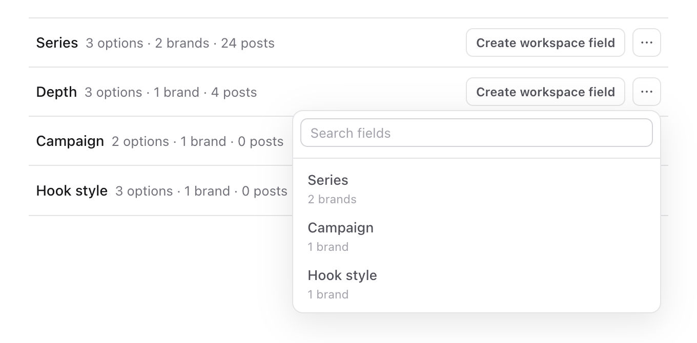 Merge into list for Depth, offering Series, Campaign and Hook style as targets