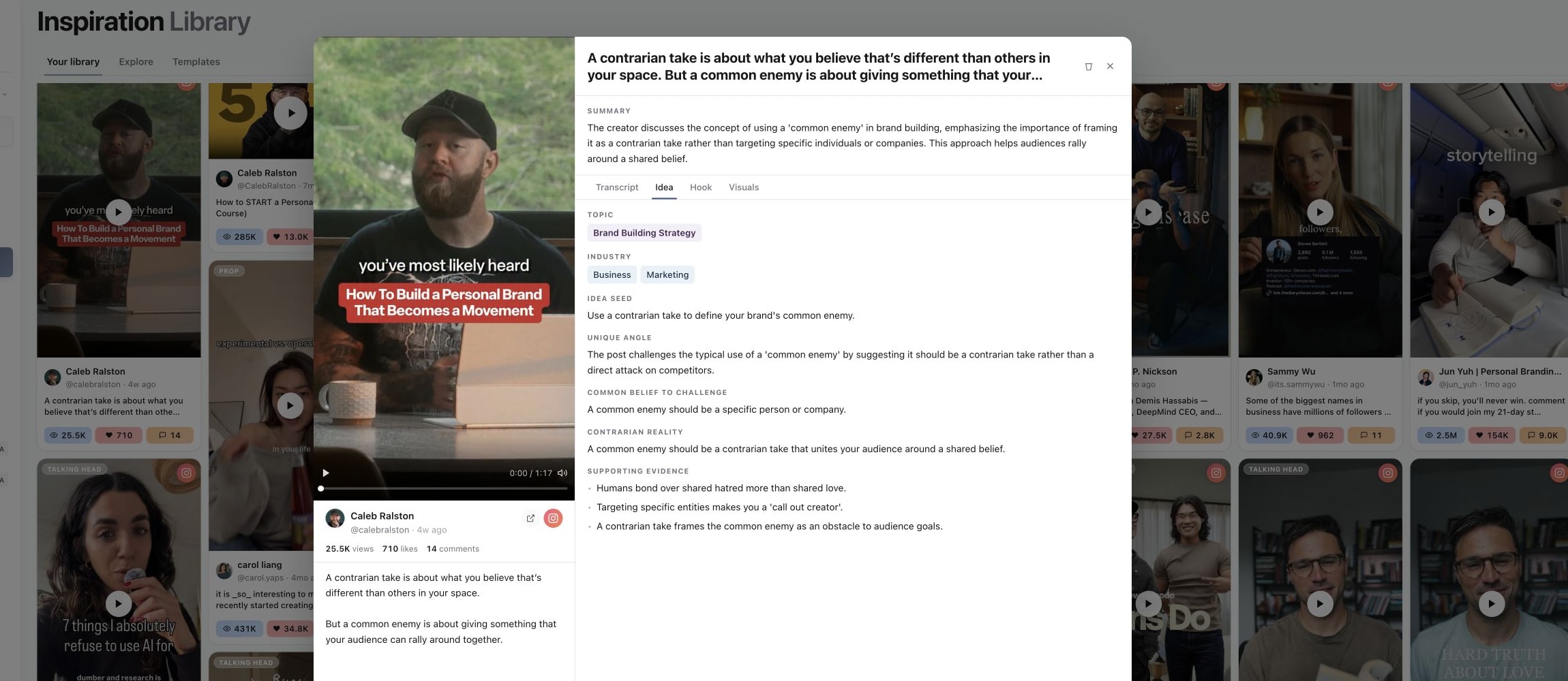 Reference analysis Idea tab explaining the content concept