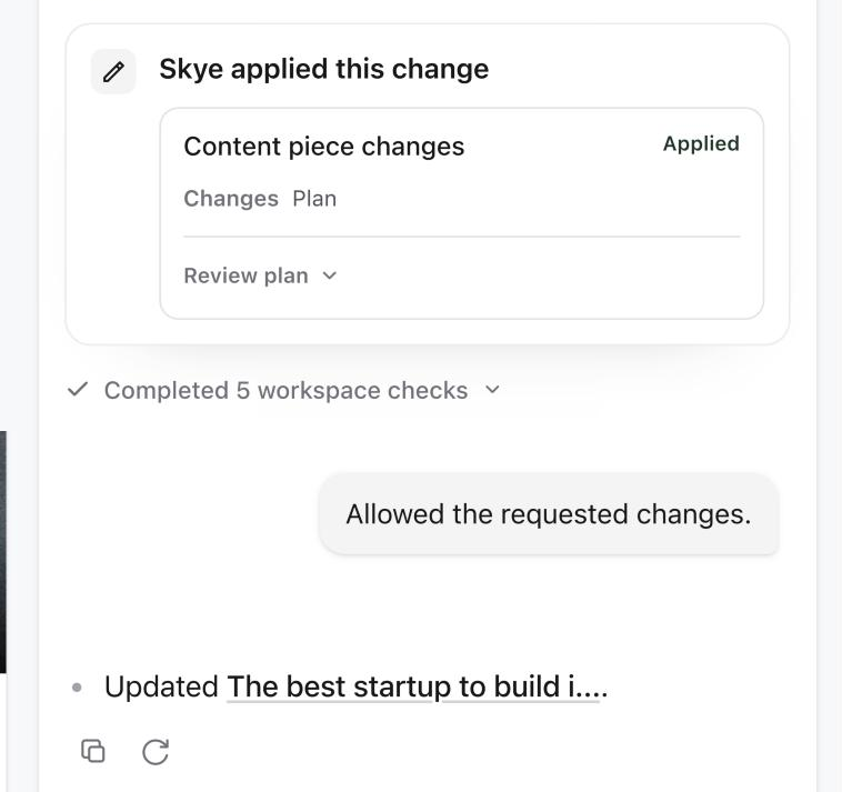Skye applied this change, marked Applied, with a link to the updated post